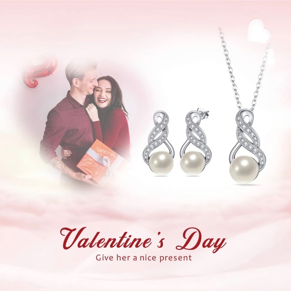 Sterling Silver Clean Freshwater Pearl necklace & earrings jewelry set - Picture 7 of 7